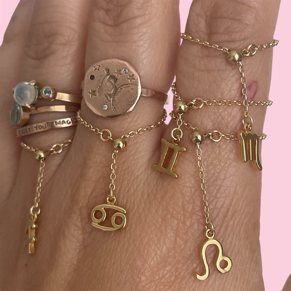 Image of Adjustable zodiac sign ring