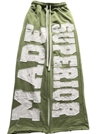 Image 1 of Green Unisex Baggy Oversized Distressed Sweatpants
