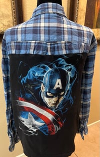 Vintage Blue/Black/White Flannel Shirt Captain America