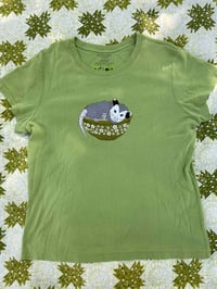 Image 2 of spring blossom possum green repurposed t-shirt