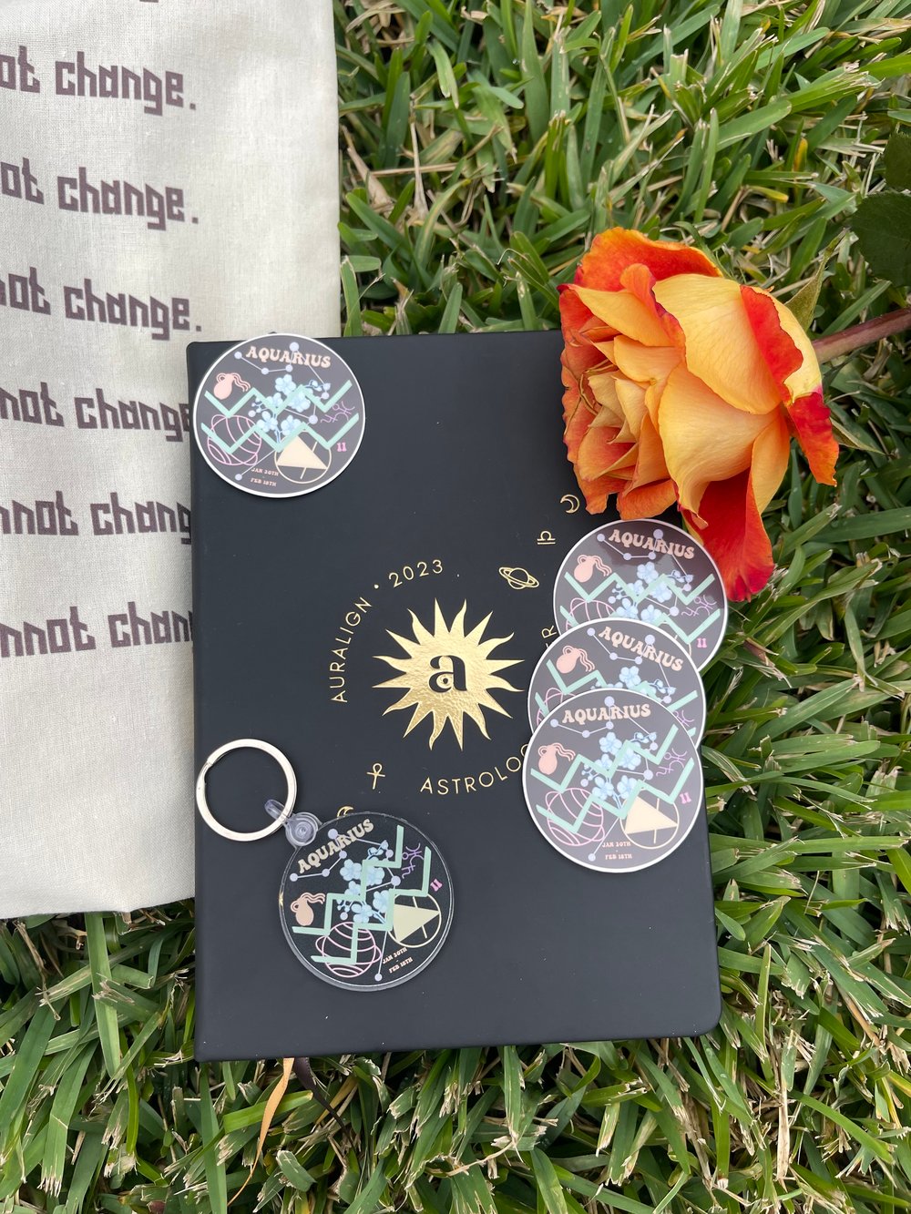 Image of Aquarius Astrology Collection | Keychain, Pin & Sticker