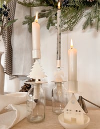 Image 1 of Cream Christmas Candle Holders ( set or singles )
