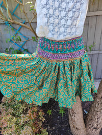 Image 2 of Boho Mini Skirt- Yellow  green m/L upto 16 uk