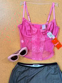 Image 1 of DKNY Pink Mesh Lace Bodice 36B/C