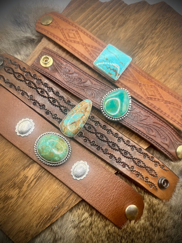 Image of Mine #8 Turquoise leather Bracelet - up to 8” wrist
