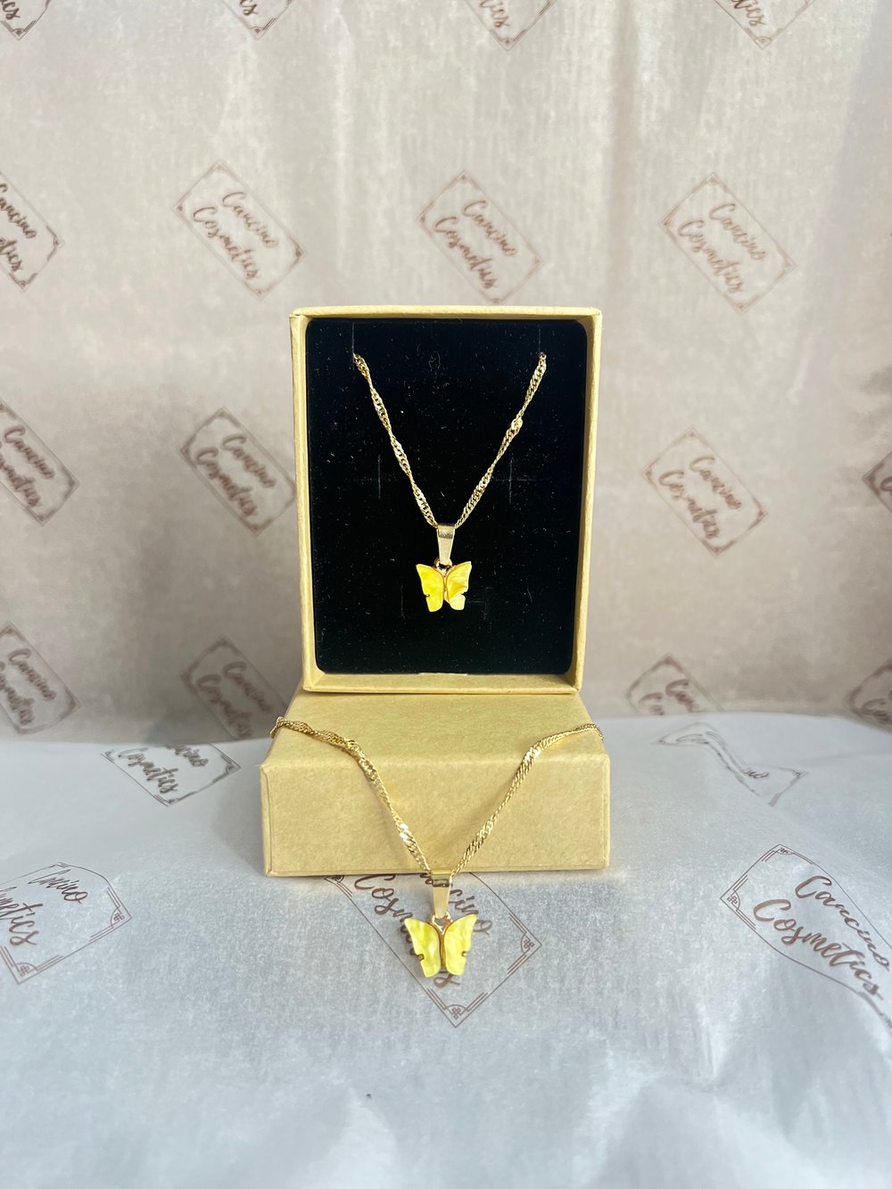 Image of YELLOW BUTTERFLY CHARM NECKLACE