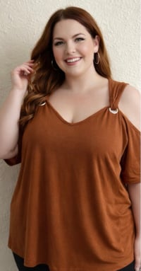 Image 3 of 2X MineTom Open Shoulder Top # 472*10 (Gently Used)