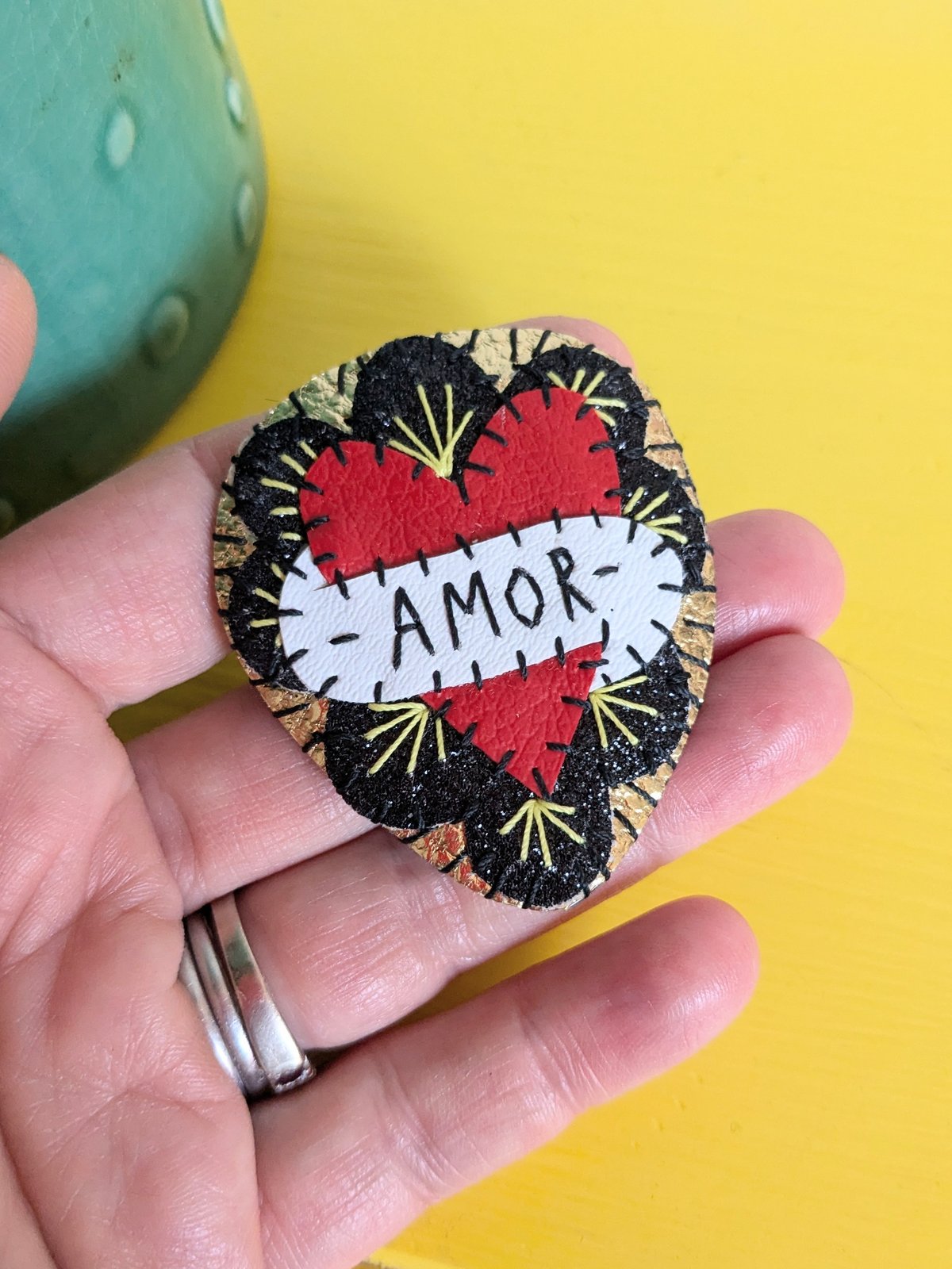 Image of Amor Mexican Heart Brooch