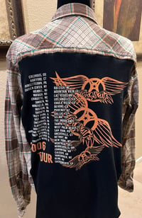 Vintage Cream/Brown/Teal/Orange Flannel Shirt Aerosmith