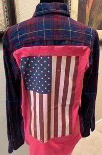Vintage Blue/Red/Yellow Flannel Shirt American Flag