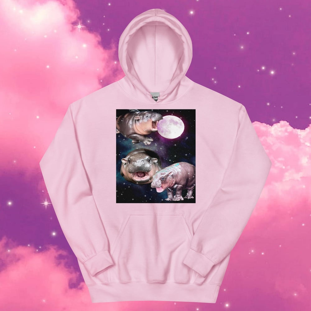 Image of Three Wolf Moon, but it’s Moo Deng! unisex hoodie cute gift 