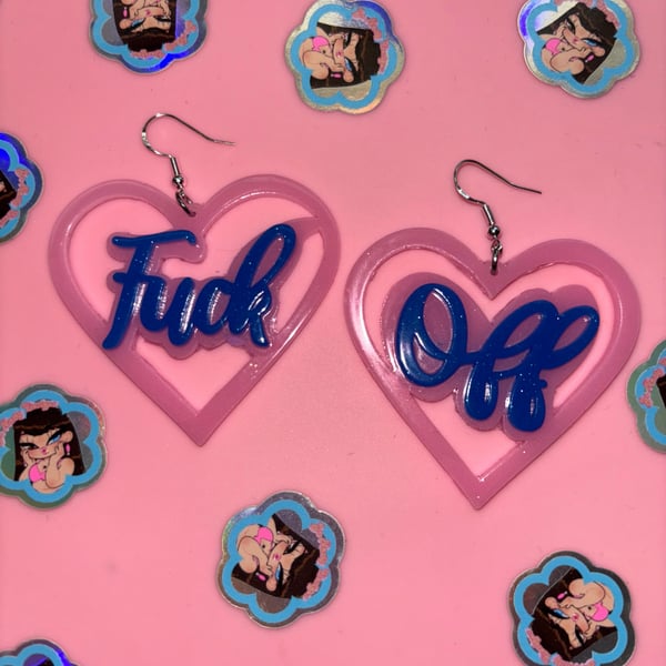 Image of Fuck Off 🩷 Earrings 