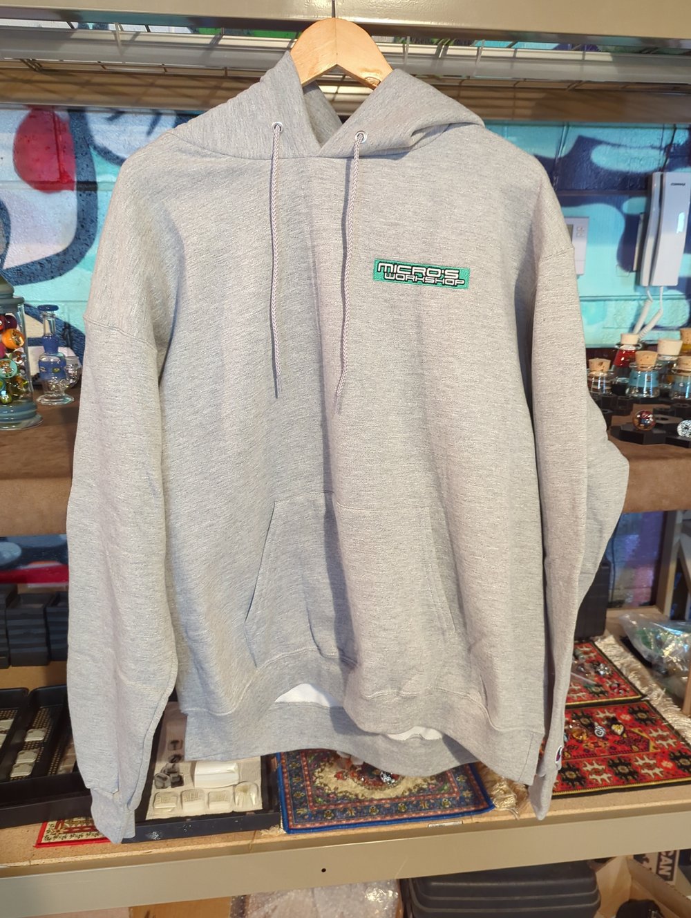 Image of Grass Green Embroidered Hoodie