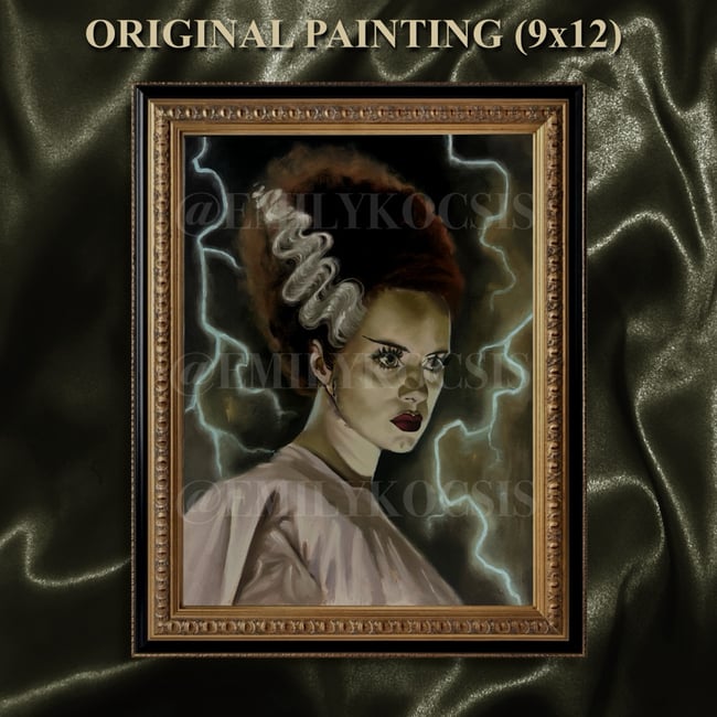 ‘Bride of Frankenstein’ Original 9x12 Oil Painting