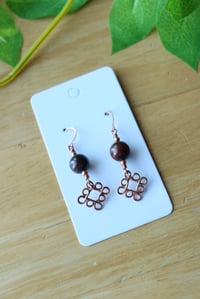 Image 2 of Copper + Hawks Eye Earrings
