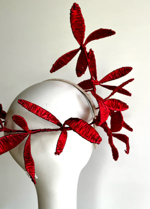 Image of Red raffia headpiece  SOLD