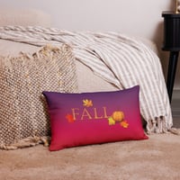 Image 3 of Pillow (Premium w Insert) - Fall Leaves and Pumpkin Sunset