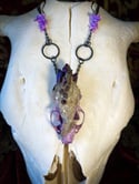 Purple Titanium Quartz - Mink Skull Necklace