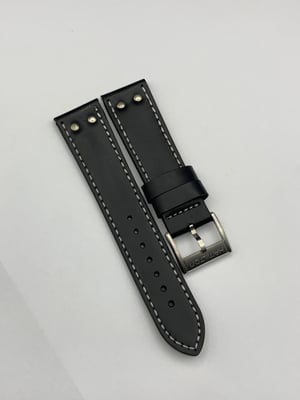 Image of Heavy Duty genuine leather strap for hamilton gents watch, BLACK-22mm,New