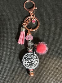 Image 4 of Chic rose gold color bag clip Keychain with Pink and Black Accents