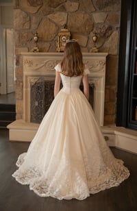 Image 2 of 1950s Champagne Lace Gown