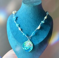 Image 1 of Mermaid’s Treasure- beach themed seashell mermaid silver plated beaded necklace