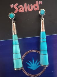 Image 3 of Inlay tube design post earrings 