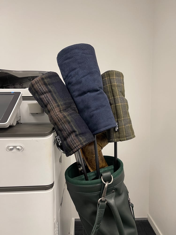 Navy Tartan Wool Head Cover
