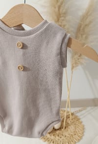 Image 2 of Photo prop | Newborn boy onesie for photoshoot | Robbie| neutral beige | sleeveless