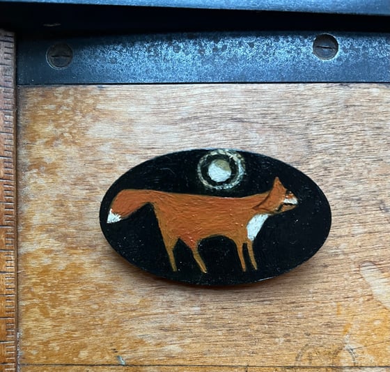 Image of fox and moon brooch