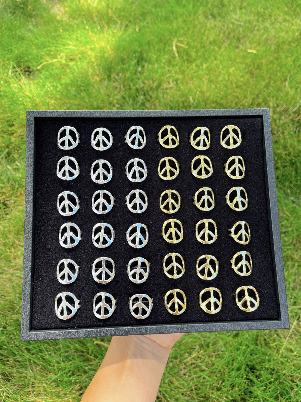 Image of Peace Sign Adjustable Ring