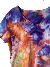 Image 6 of ♻️ UPCYCLED XXL Rib Knit Crop Tee in Earthy Rainbow Ice Dye