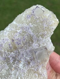 Image 7 of QR Code Fluorite On Druzy Quartz Matrix Specimen| Guizhou China #3065