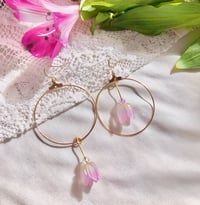 Image 3 of Hanging Lily Golden Hoop Earrings