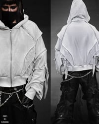 Image 4 of White Radial-Flux Cargo Hoodie
