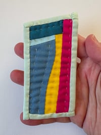 Image 1 of Yellow Curve - tiny art quilt 