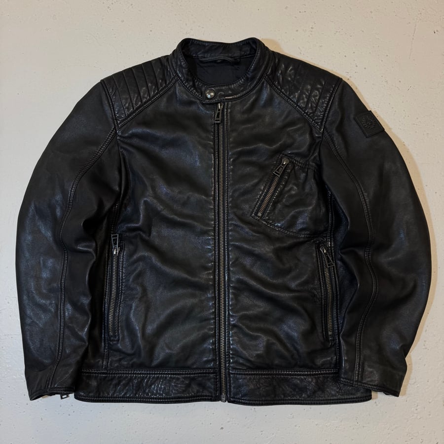 Image of Belstaff Leather Biker Jacket, Size Large