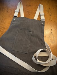 Image 2 of Bib Apron | 7 oz. Brown Ticking Stripe Canvas 