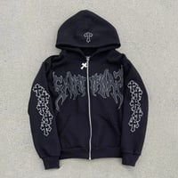 Y2K Zip Up Vintage Embroidered Splicing Letters American Sweatshirt Hip-hop Streetwear