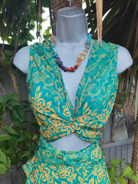 Image 8 of Pasha Co ord set top and frill wrap skirt - green