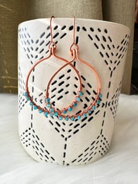 Image 2 of Blue Apatite (Copper) Hoop Earrings