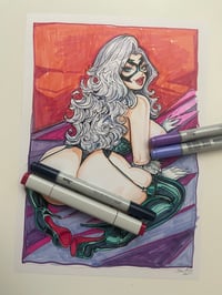 Image of boack cat booty original copic sketch signed