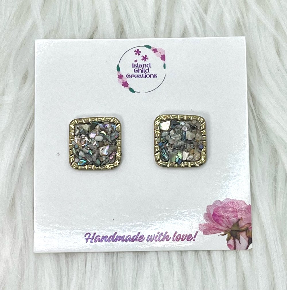 Image of SQUARE ABALONE SHELL STUDS