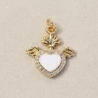 White Sacred heart Charm