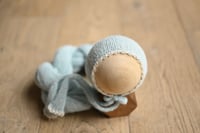 Ice Blue Lace Brim Bonnet with lace flat lace tie + Wrap