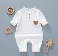 Image 3 of Boys Girls Ribbed Coloured Bear Romper