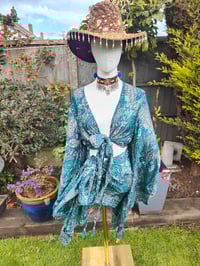 Image 1 of Pefkos co ord sarong set Turquoise tassels 