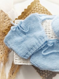Image 4 of Knitted newborn set for photoshoot | baby blue