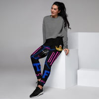 Image 2 of BOSSFITTED Black Neon Pink and Blue AOP Women's Joggers