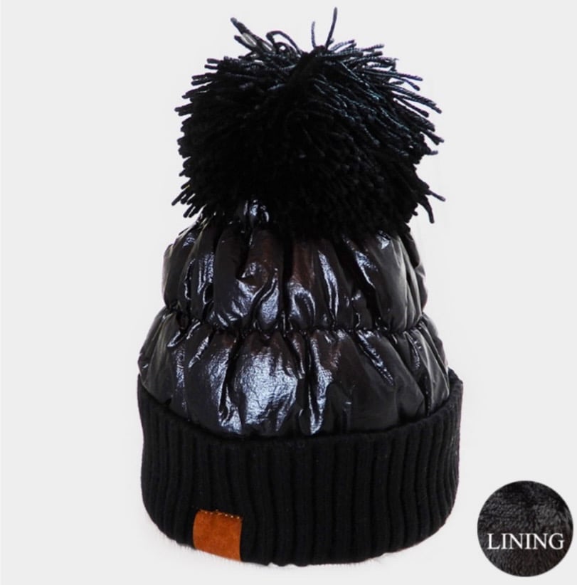 Image of Fleece Lining Puffer Knit PomPom